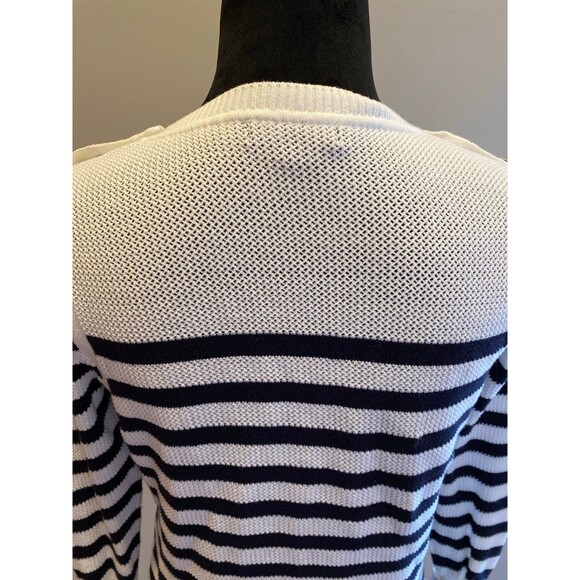 Tommy Hilfiger Sweater Size Medium Crewneck Black & White Striped Lightweight - Picture 6 of 10